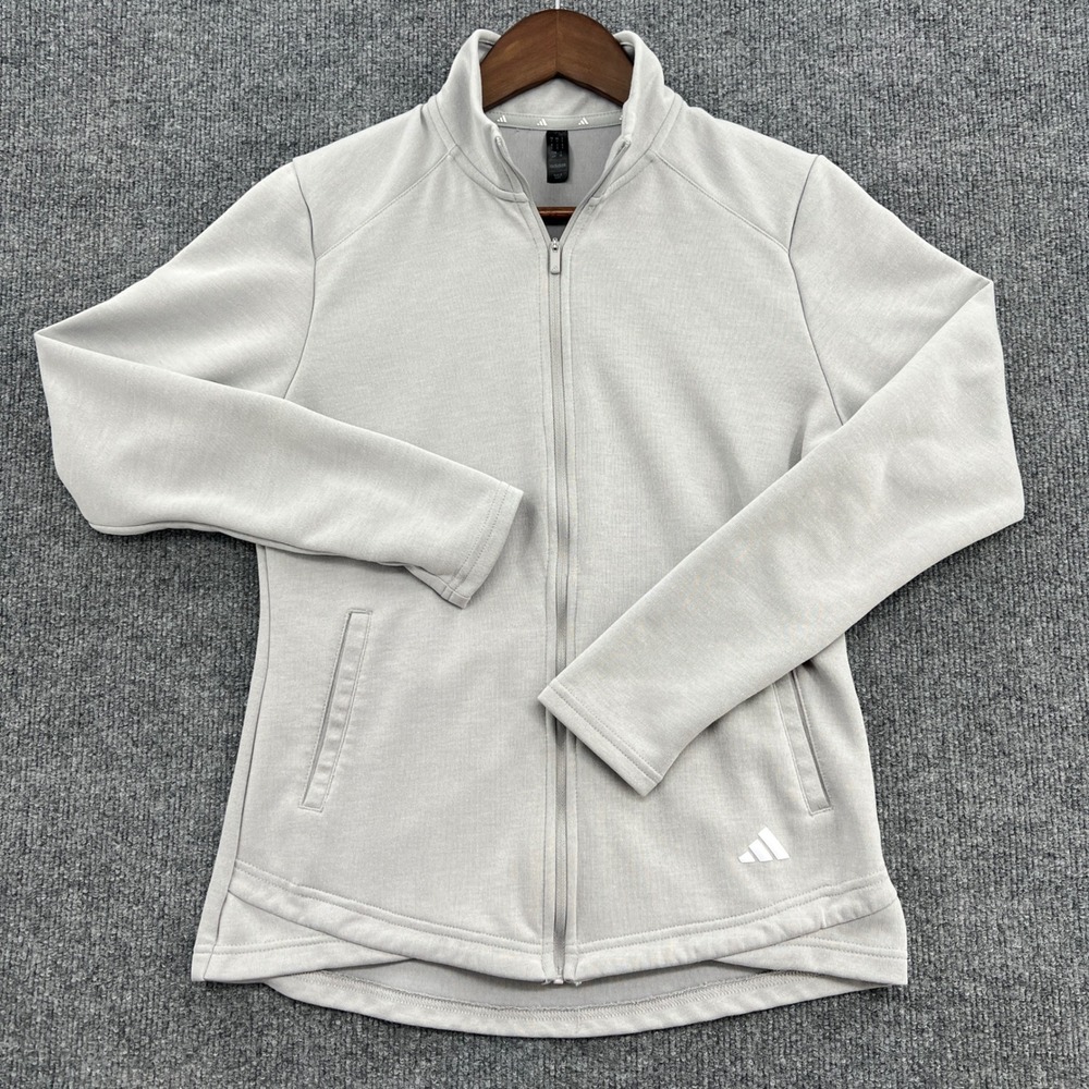 Adidas‎ Full Zip Track Jacket Womens Small Gray Golf Athletic Sporty Lightweight